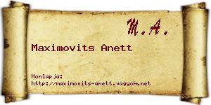 Maximovits Anett névjegykártya
