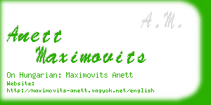 anett maximovits business card